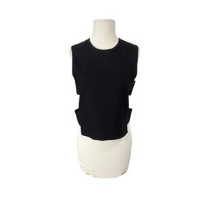 Novis Solid Black The Jackson Top Size 4 Silk Lined Sleeveless Edgy Couture EUC